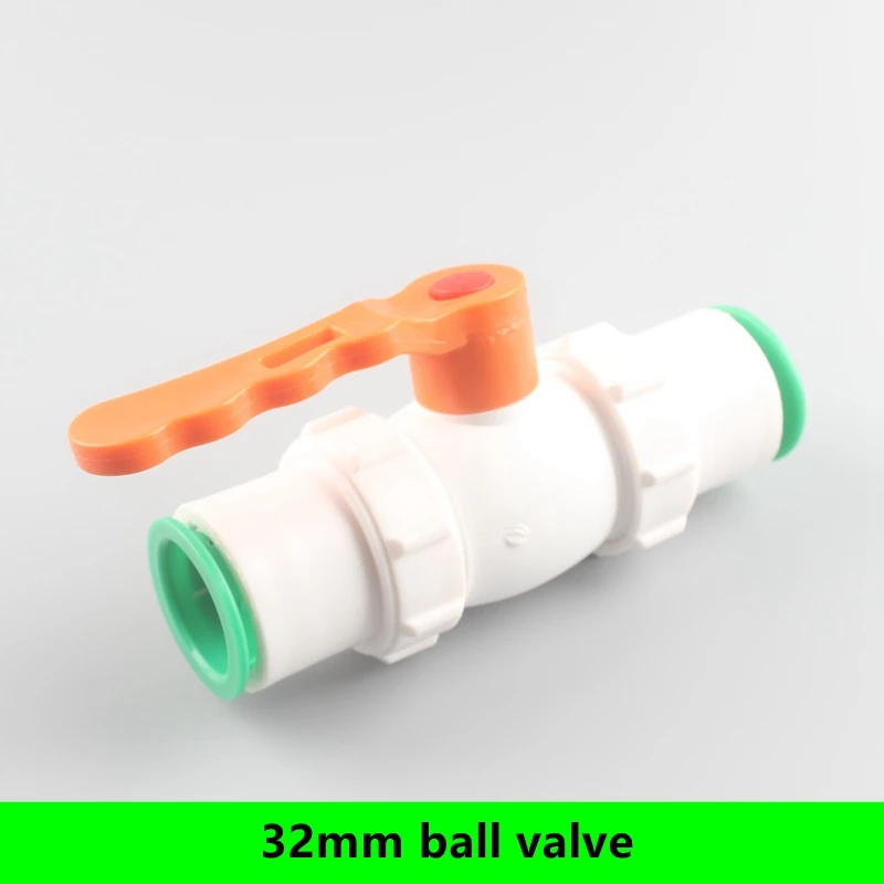 

1pc 32Mm PPR Plastic Water Pipe Quick Connector Ball Valve PVC/PPR/PE Pipe Union Joint Garden Irrigation Water Stop Valve