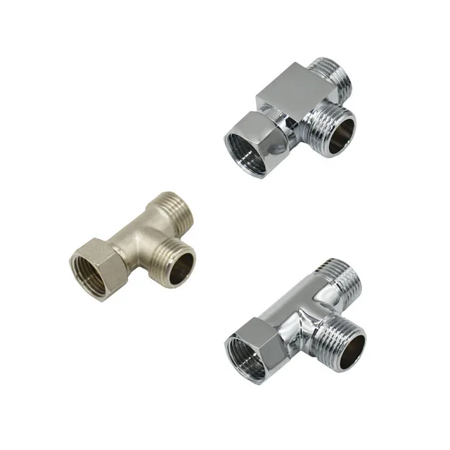 Fém Nőstény 1/2-1/2 "Hím T-Alakú Csatlakozó Víz-Osztó Póló 2-Utas Réz Illesztő Adapter Csap 1Db - Image 3