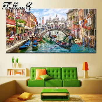 

FULLCANG charms of venise scenery 5d diy full square round drill large diamond painting mosaic embroidery sale home decor FC2383