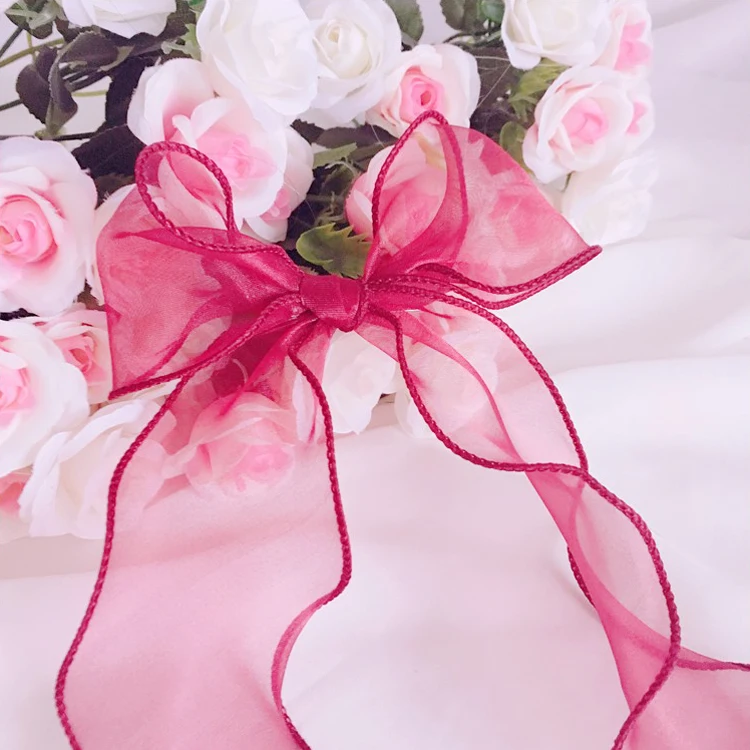 Red hair clip Заколка в Стиле Лолита повязка на голову чехол для телефона Япония милый двойной хвост аксессуары для волос головной убор для снежной погоды из газовой ткани лента, бант, шпилька - Цвет: Red hair clip