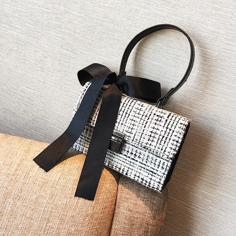 

Small Bag Women's 2020 Autumn And Winter New Style Fashion Woolen Cloth Contrast Color Silk Scarves Handbag Korean-style Versati