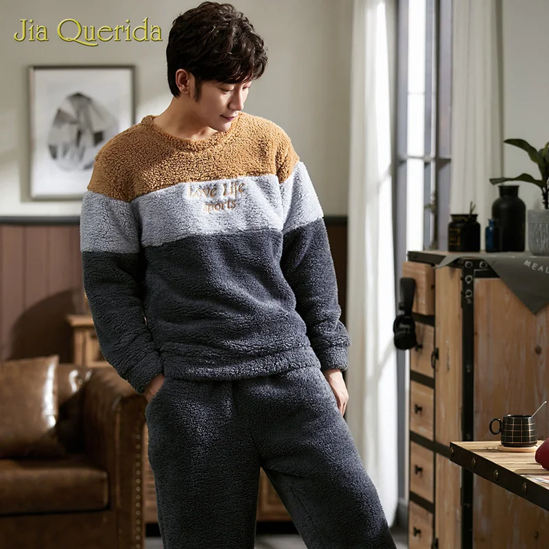 Pyjamas Men Letter Embroidery 3 Color Patchwork Trendy 2020 New Mens Sleepwear Sproty Outwear Pajama Set Particle Fleece Pj Set Pyjamas Men Letter Embroidery 3 Color Patchwork Trendy 2020 New Mens Sleepwear Sproty Outwear Pajama Set Particle Fleece Pj Set