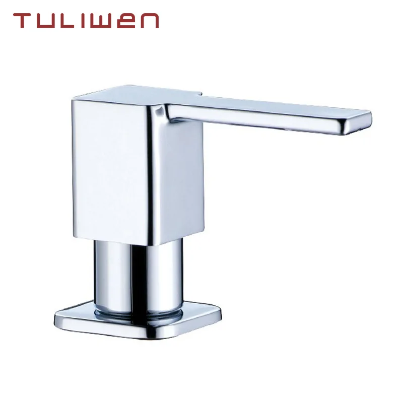 

Square Brass Kitchen Sink Liquid Soap Dispenser 17 OZ (500ML)Bottle Chrome