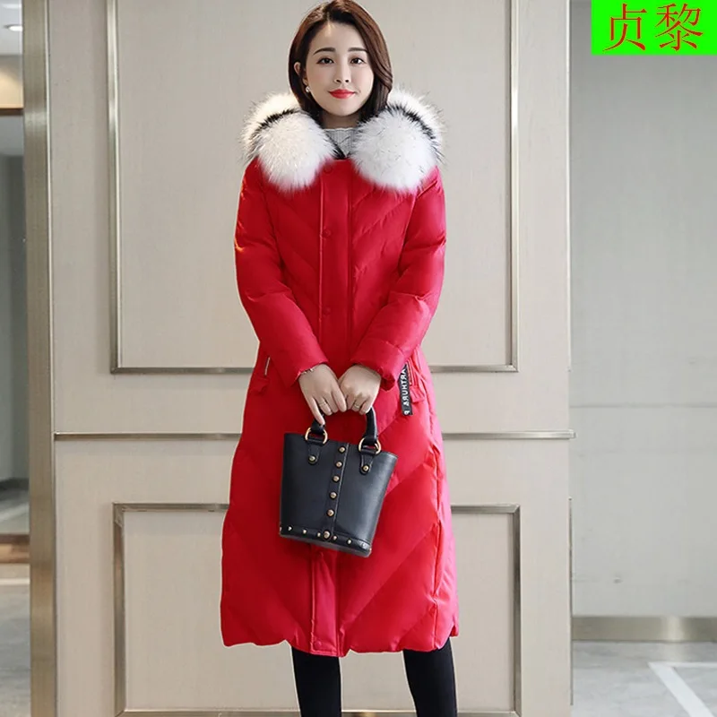

Korean-style Mid-length Thick down Feather Cotton-padded Clothes 2018 New Style WOMEN'S Dress Dongdaemun Fur Collar Cotton Coat