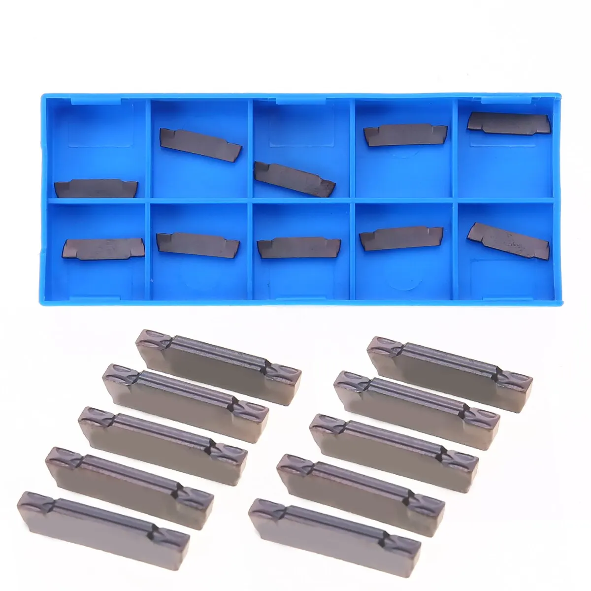 10pcs MGMN200-G LDA Carbide Inserts Lathe Turning Grooving Cutting Tools Insert Set with Plastic Box