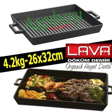 Чугунная сковорода Striped-26x32 см-решетка гриль со вкусом-специальный продукт-газа