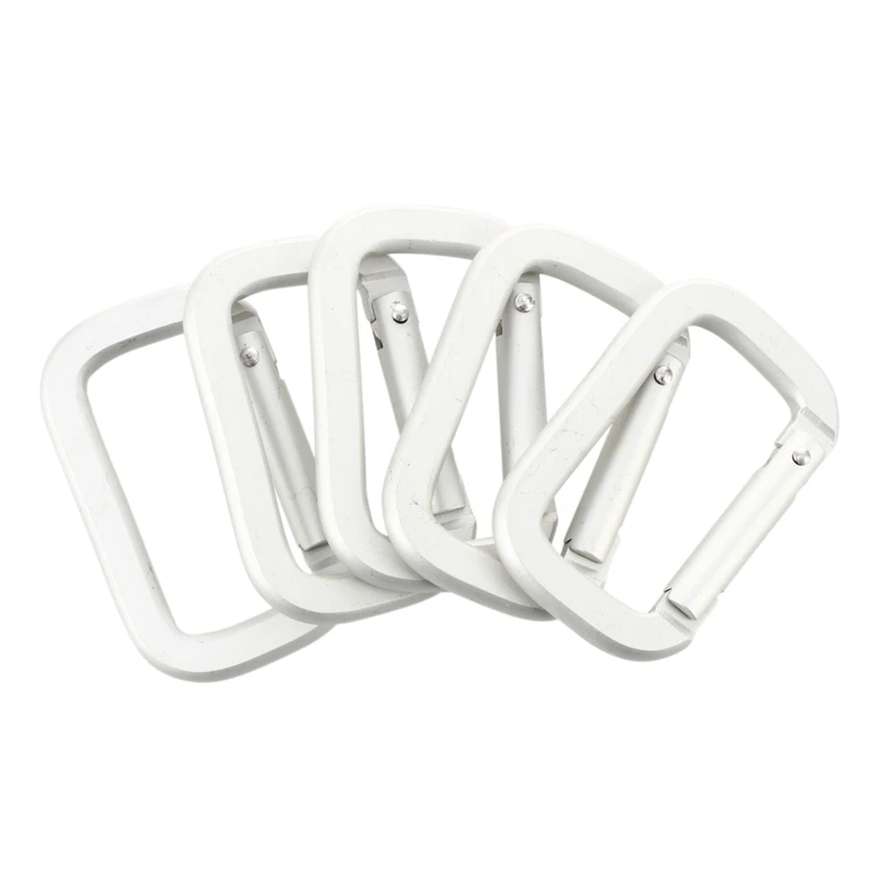 NEW- 5 X Snap Rectangle Keychain Silver Climbing Mountaineering Hiking