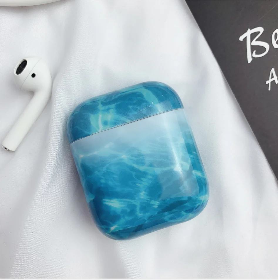 Новая роскошная мраморная твердая ПК Беспроводная сумка для зарядки наушников