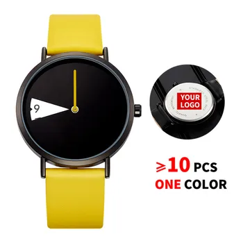 

10PCS/Lot SINOBI 0090 Free Customized LOGO Watch Women Watch Creative Rotate Wristwatch Lady Clock Yellow Leather Custom Watches