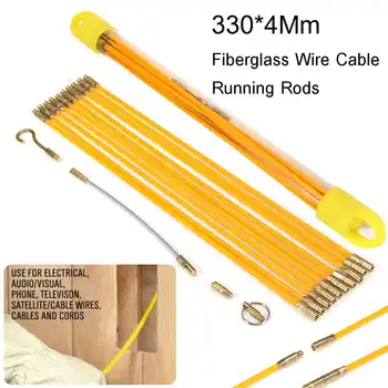 

10pcs/set 33cm Diameter 4mm Fiberglass Wire Cable Running Rods Fish Pulling Wire Holder Kit Electrical Wires With Hooks