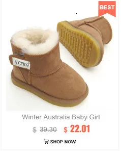 Детские зимние ботинки из натуральной кожи на Рождество; теплые детские ботинки из натуральной воловьей кожи в австралийском стиле; обувь для мальчиков и девочек; 21-35