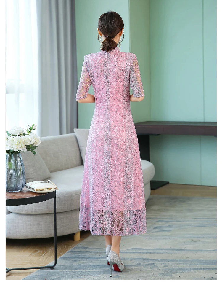 Винтажное повседневное Ретро cheongsam ao dai женское вьетнамское платье с вырезами, кружевное платье с воротником-стойкой, китайское платье в восточном стиле