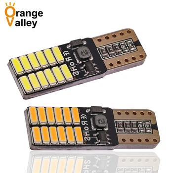 

100Pcs Super Bright T10 W5W 24 LED 4014 SMD Car Led Wedge Light Marker Side Interior Lamp Turn Reverse License Plate Bulb DC 12V