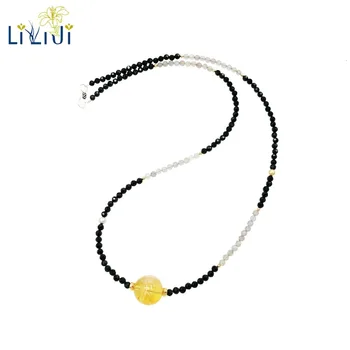 

Lily Jewelry Shining Black Spinels Labradorite Citrines 925 Sterling Silver Gold Color Necklace Men/Women Jewelry Drop Shipping