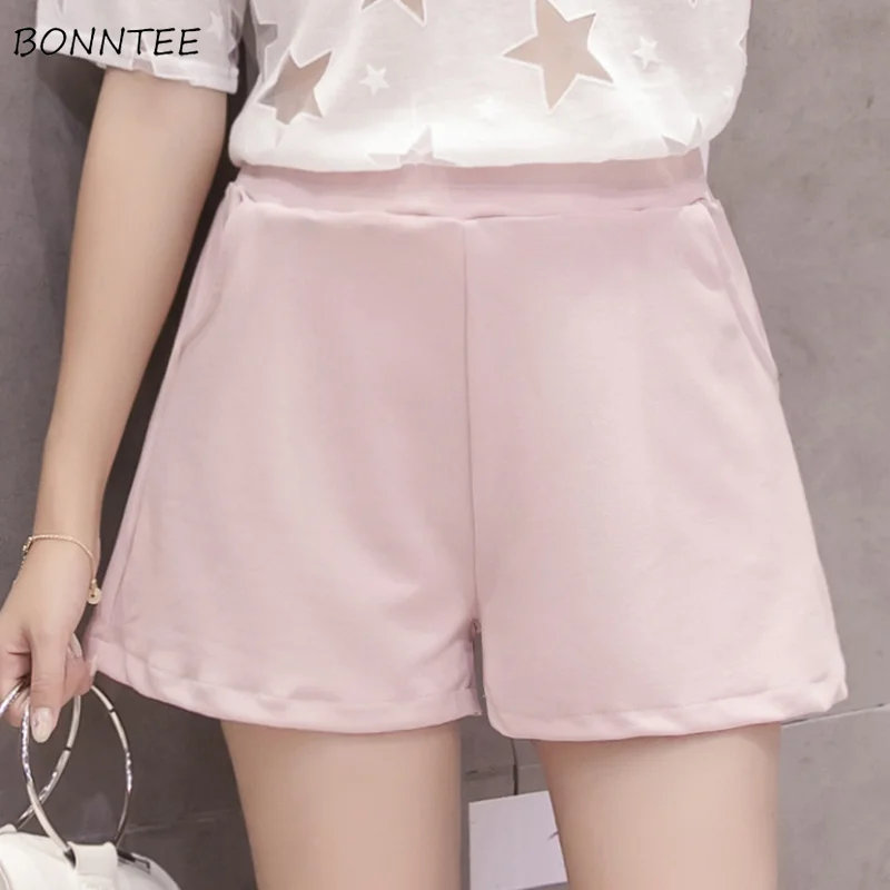 Shorts Women Chiffon Outwear Korean Elastic Double Pockets Womens Solid Color Trendy Students Simple Casual Breathable Slim Chic | Женская