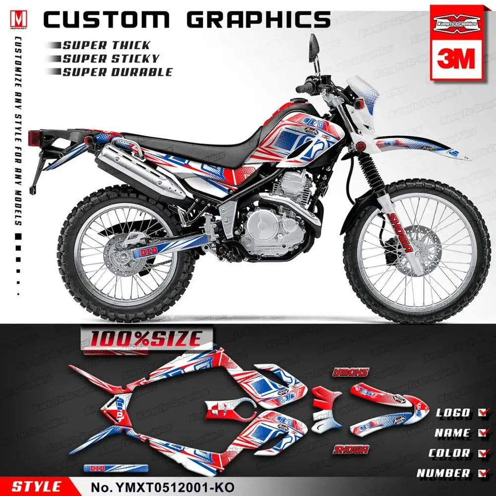 KUNGFU графика Dirt Bike мотоциклетные наклейки на заказ Набор наклеек для Yamaha XT 250 Serow 2005 2006 2007 2008 2009 2010 2011 2012 - Цвет: YMXT0512001-KO