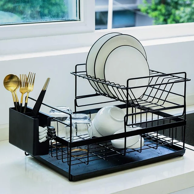 Portable Dish Rack with Drainboard Drainer Drying Kitchen Light