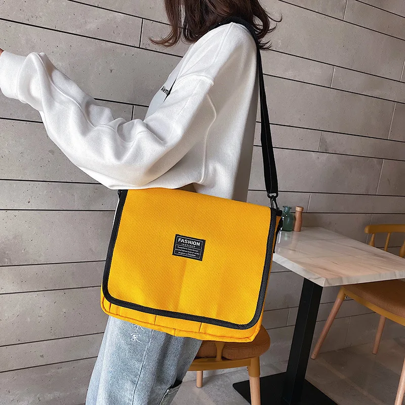 

2020 New Style INS Simple College Style Crossbody Bag Korean-style Messenger Bag Students Canvas Backpack Women's