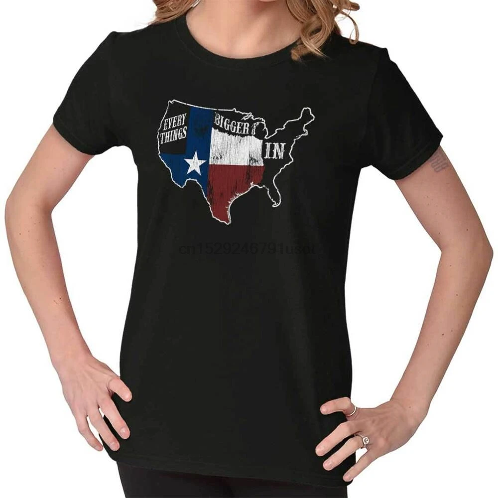 Everythings Bigger In TX Map Texas State Flag Souvenir Ladies T Shirt For Women | Мужская одежда