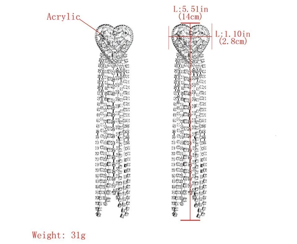 JOUVAL серьги с кисточками и кристаллами, удлиненные серьги для женщин, висячие серьги в форме сердца, роскошные Висячие серьги, модные ювелирные изделия