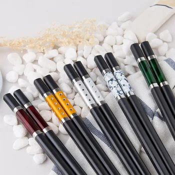 

5pair/set Heat-Resistant Reusable Cutlery Anti-slip Chinese Rice Alloy Mildewproof Chopsticks Traditional Dinnerware