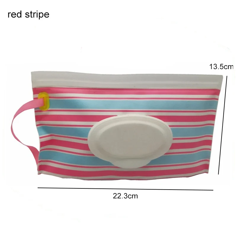 Портативные салфетки на застежке, контейнер, чистящие салфетки, чехол для влажных салфеток, сумка, коробка для детских салфеток, удобная в переноске, Экологически чистая косметичка - Цвет: red stripe