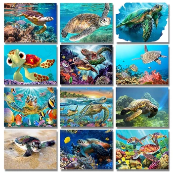 

Full Round 5D DIY Diamond Painting Cute Turtle Diamond Embroidery Animal Digital Stickers Cross Stitch Patterns Christmas Gift