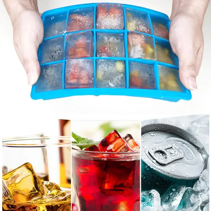 Venlohome 24 Ice Cube Tray Food Grade Silicone Ice Cube Maker Mold With Lid For Ice Cream Chocolate Party Whiskey Cocktail Drink