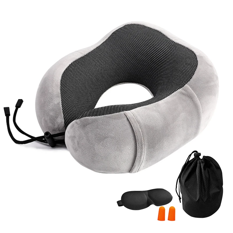 Urijk Memory Foam Neck Pillow Travel Pillow With Detachable Cover Head Support Soft Pillow for Airplane Car Home Sleep Rest 1pcs - Цвет: L