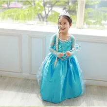 Blue Flower Girl Dresses For Weddings Ball Gown Long Sleeves Tulle Sequins Long First Communion Dresses Little Girl