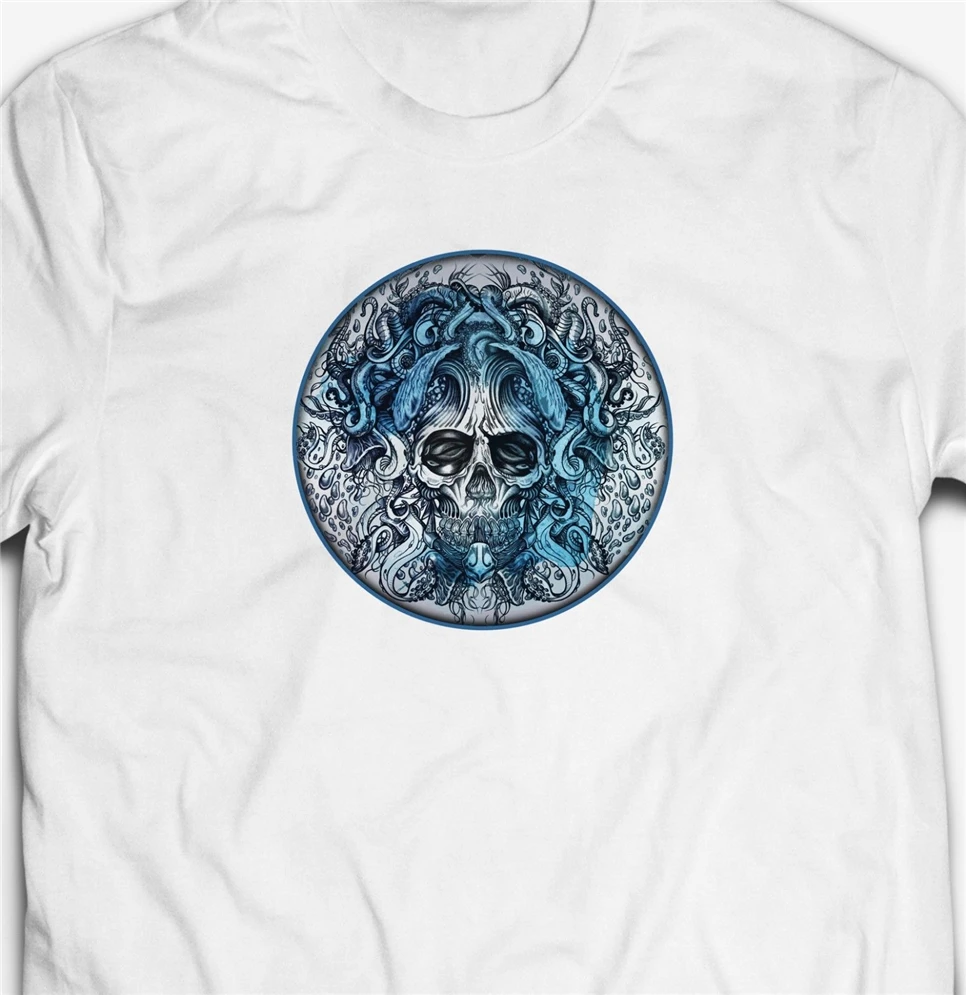 Мужская пригонка морской Осьминог океан щупальца Татуировка в виде черепа