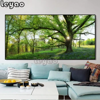 

Large size Diamond Painting Full Square round Green Forest Landscape 5D DIY Diamond Embroidery Mosaic Religion Decorations Home