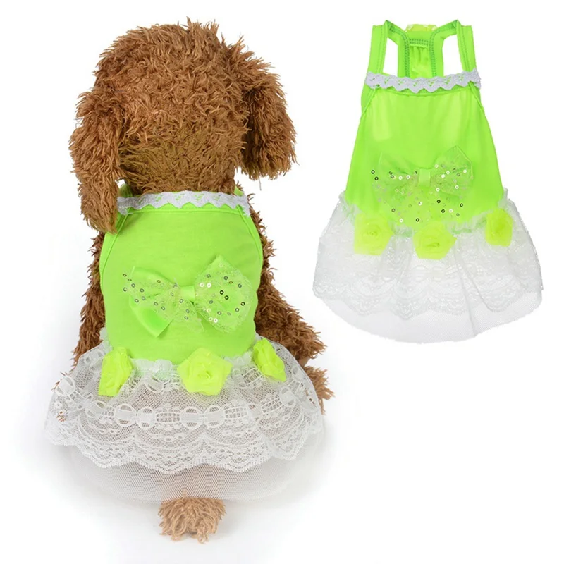 Весенне-летние платья для собак с милым бантом, свадебные платья для щенков, аксессуары для собак и питомцев для щенков