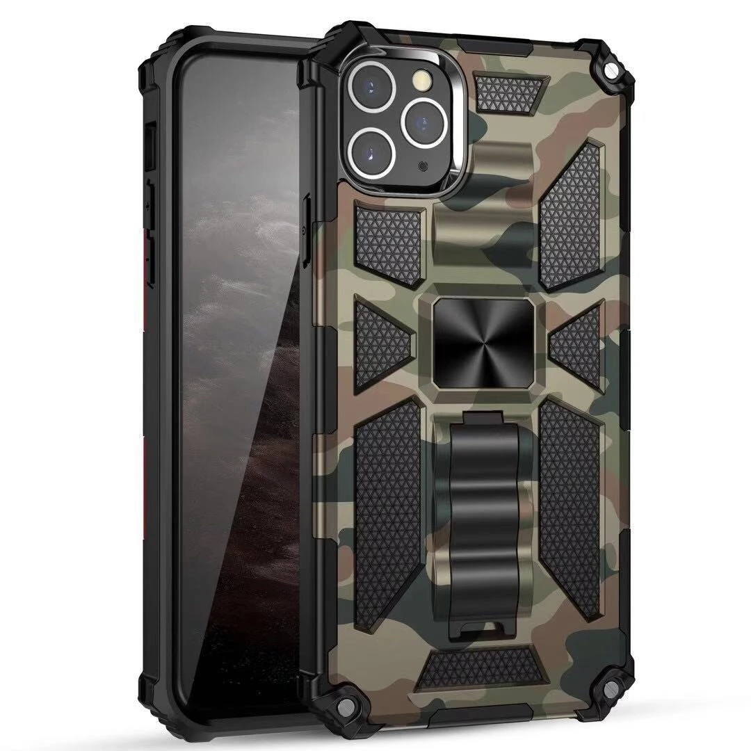 Rugged Camouflage Phone Case for IPhone XR X XS 13 12 11 Pro MAX 7 8 6 6S Plus SE Mini 2020 Armor Bracket Shockproof Back Cover iphone 13 pro max case leather