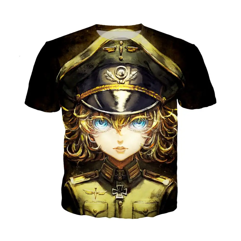 SONSPEE японская аниме цельный футболка Youjo Senki 3D принт Косплей Харадзюку Летняя хип
