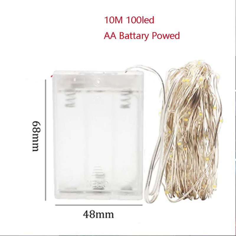 10M 100led AABattery 1 м, 3M, 5 м, 10 м, вечерние реквизиты, теплый Сказочный светильник, гирлянда, s, медный провод, светодиодный светильник, гирлянда, наружный светильник, Декор, светящиеся вечерние принадлежности - Цвет: 10M 100led AABattery
