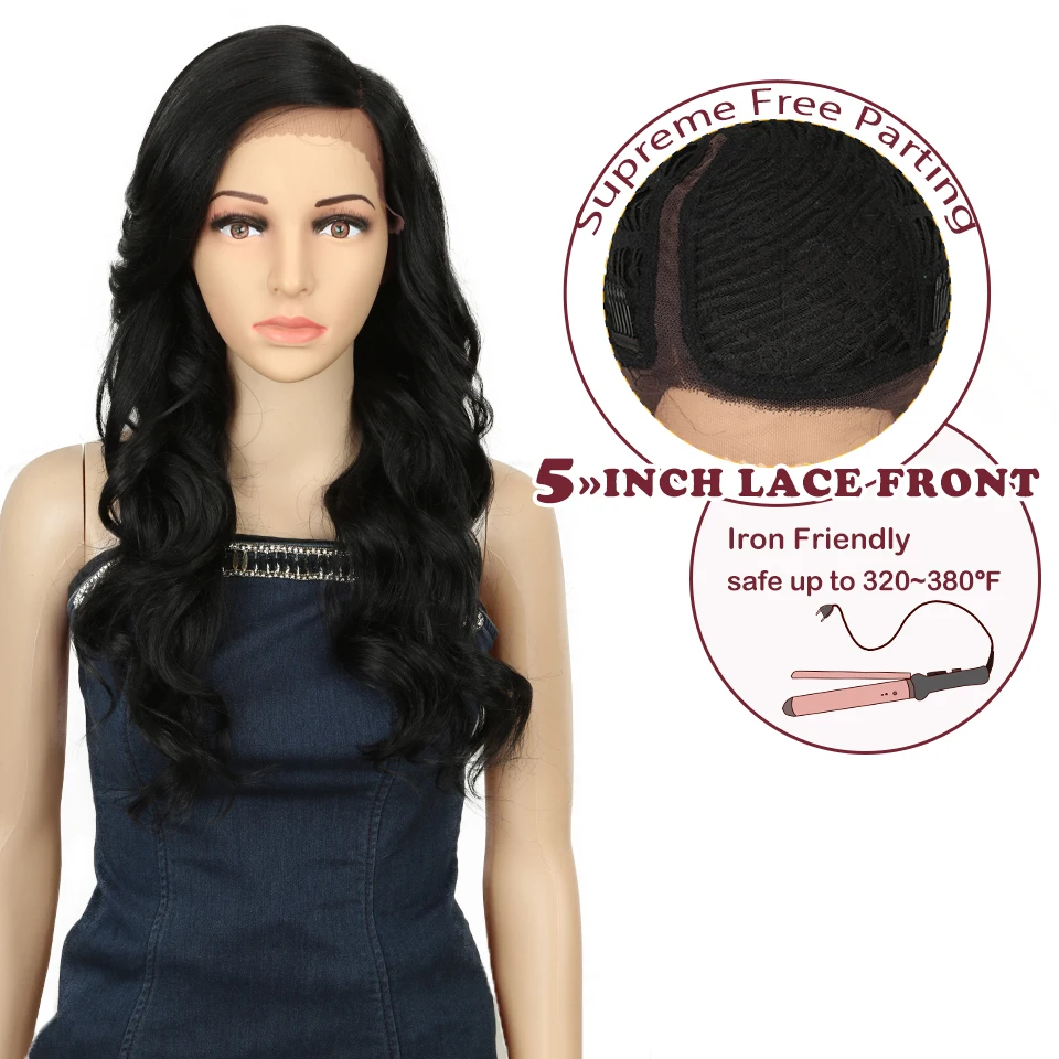 Магические волосы 2" дюймов Т-часть парик фронта шнурка для черных женщин длинные волнистые синтетические парики Омбре блонд цвет высокая температура волокна