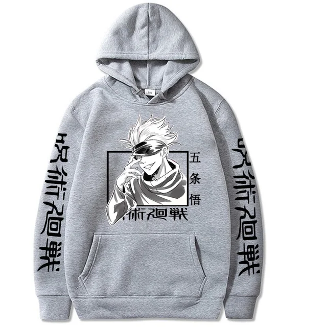 Jujutsu Kaisen Hoodie Hip Hop Anime Pullovers Tops Loose Long Sleeves Autumn Man Cloth gray