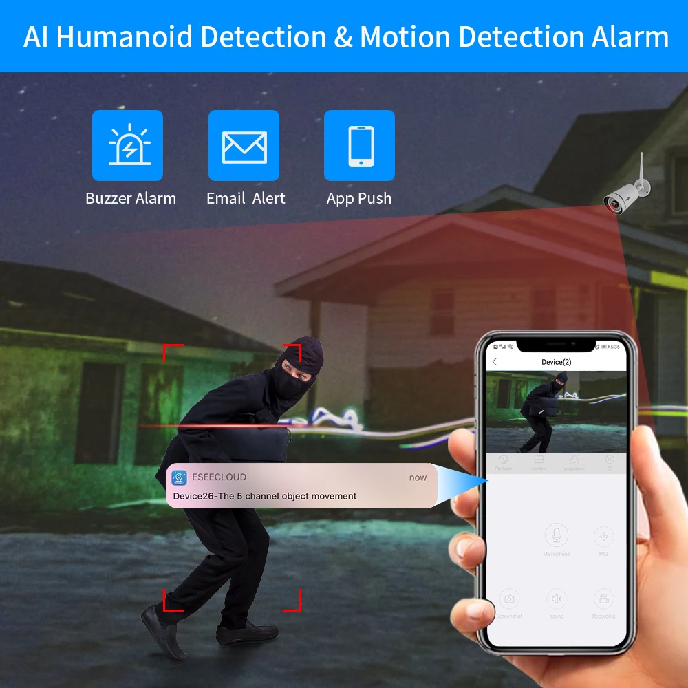 Hiseeu 8CH Беспроводной NVR 3MP HD наружная система камер домашней безопасности CCTV