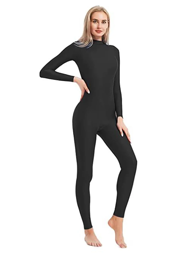 Adult High Neck Zip One Piece Unitard Full Body Leotard