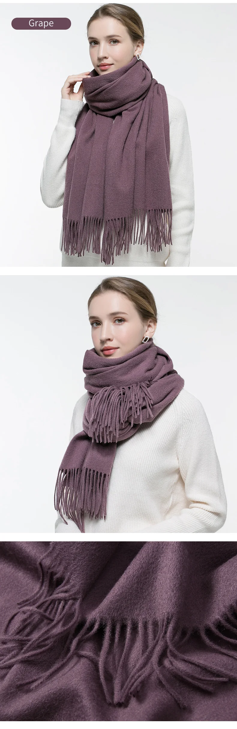 Wither Pure Wool Scarf Women Brand Thicken Warm Echarpe Wraps for Ladies Foulard Femme Solid Camel Merino Wool Scarves