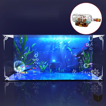 

Building Block Acrylic Dustproof Display Box Show Box for Ideas Ship in a Bottle 21313 (Display Box Included, No Kit) - 2 Lights