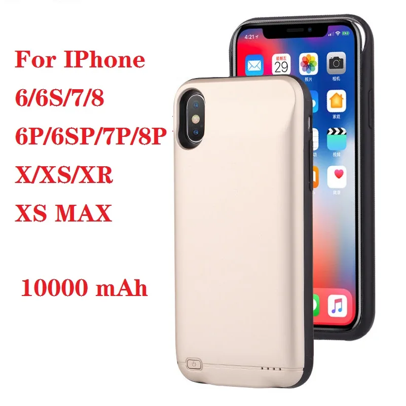Горячая 10000mAh батарея зарядное устройство чехол для iphone 6 s 7 8 Plus X XS Max XR Внешний