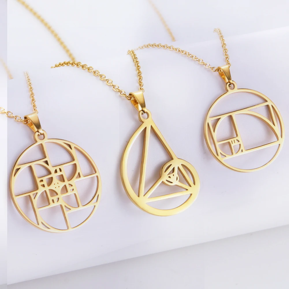 LIKGREAT Fibonacci Золотое колье с подвеской в форме спирали кубические ожерелья Metatron для