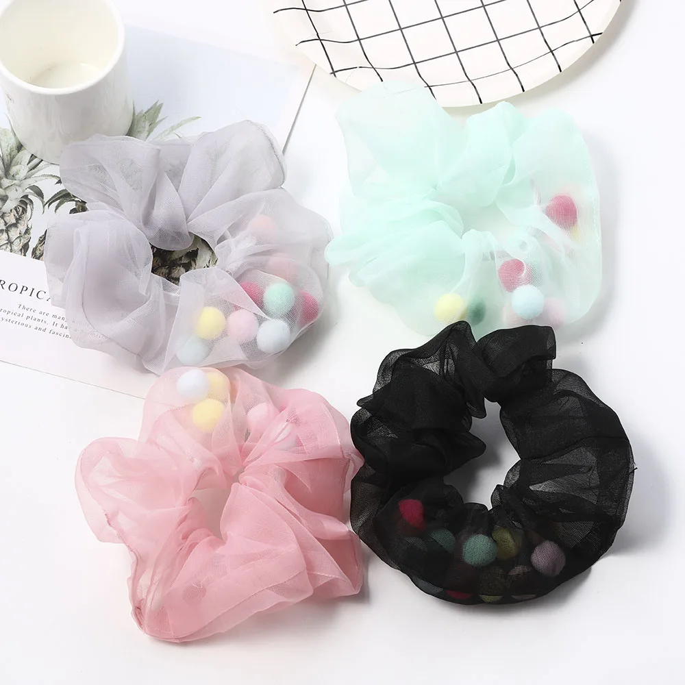 Резинки для волос однотонные из газовой ткани резинки девочек и женщин хвостов