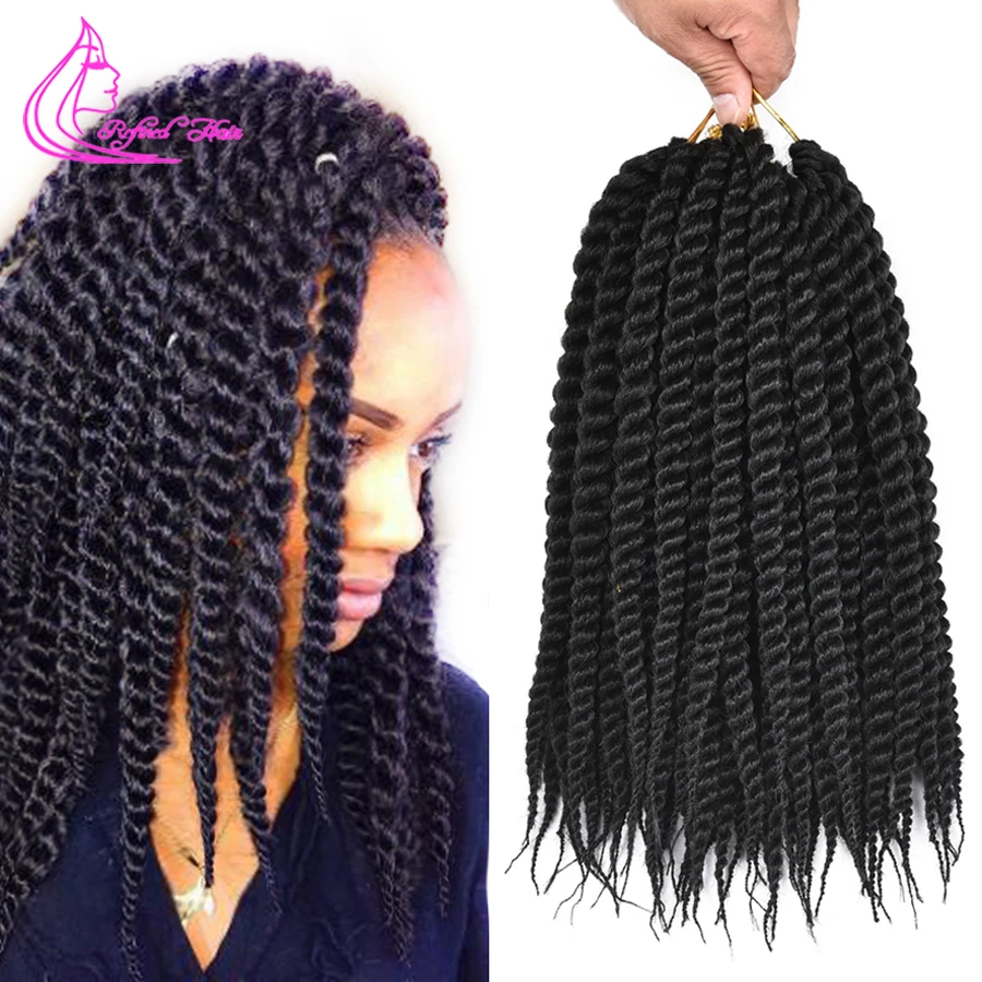 Refined Hair 12 18Inch Havana Twist Crochet Braids 12Roots Black Burgundy Ombre Hair For Braids African Braiding