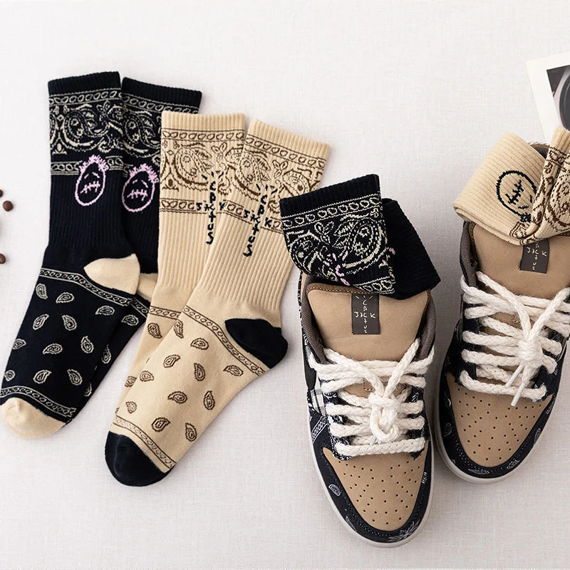 Men socks Travis Scott Skate Crew Socks Men Sport Travis Scott Cactus Jack Bandanas Socks Streetwear Hip Hop gifts for men