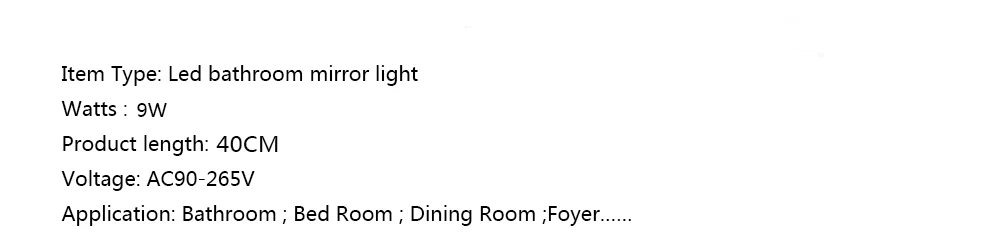 LUCKYLED, современный светодиодный светильник для ванной комнаты, зеркальный светильник, 9 Вт, 40 см, AC220V, 110 В, водонепроницаемый бра, настенные светильники, туалетный светильник, настенный светильник