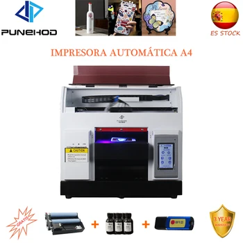 

uv led printer Infrared automatic height adjustment cmyk+ww 6 colors refillable ink cartridge free cylinder tray es stock