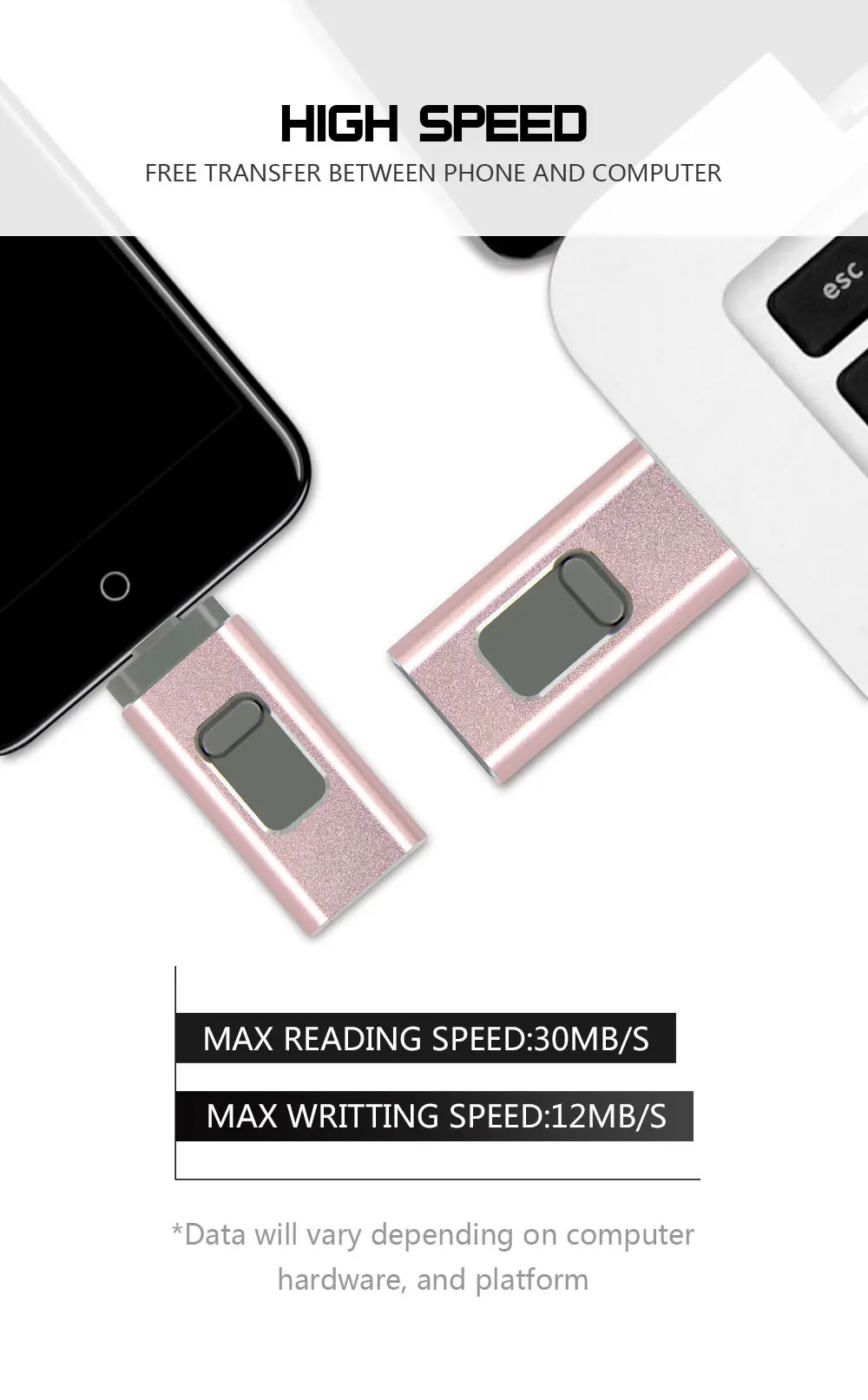 OTG USB Type C флеш-накопитель адаптер объектива для камер micro Телефон/iPhone X/8/7/7 Plus/6 Plus/6s/5/SE USB флэш-накопители 128 ГБ оперативной памяти, 32 Гб встроенной памяти, 64 ГБ флеш-накопитель